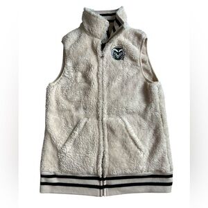 NWT CSU Colorado Cream fuzzy Fleece Vest with Embroidered Logo